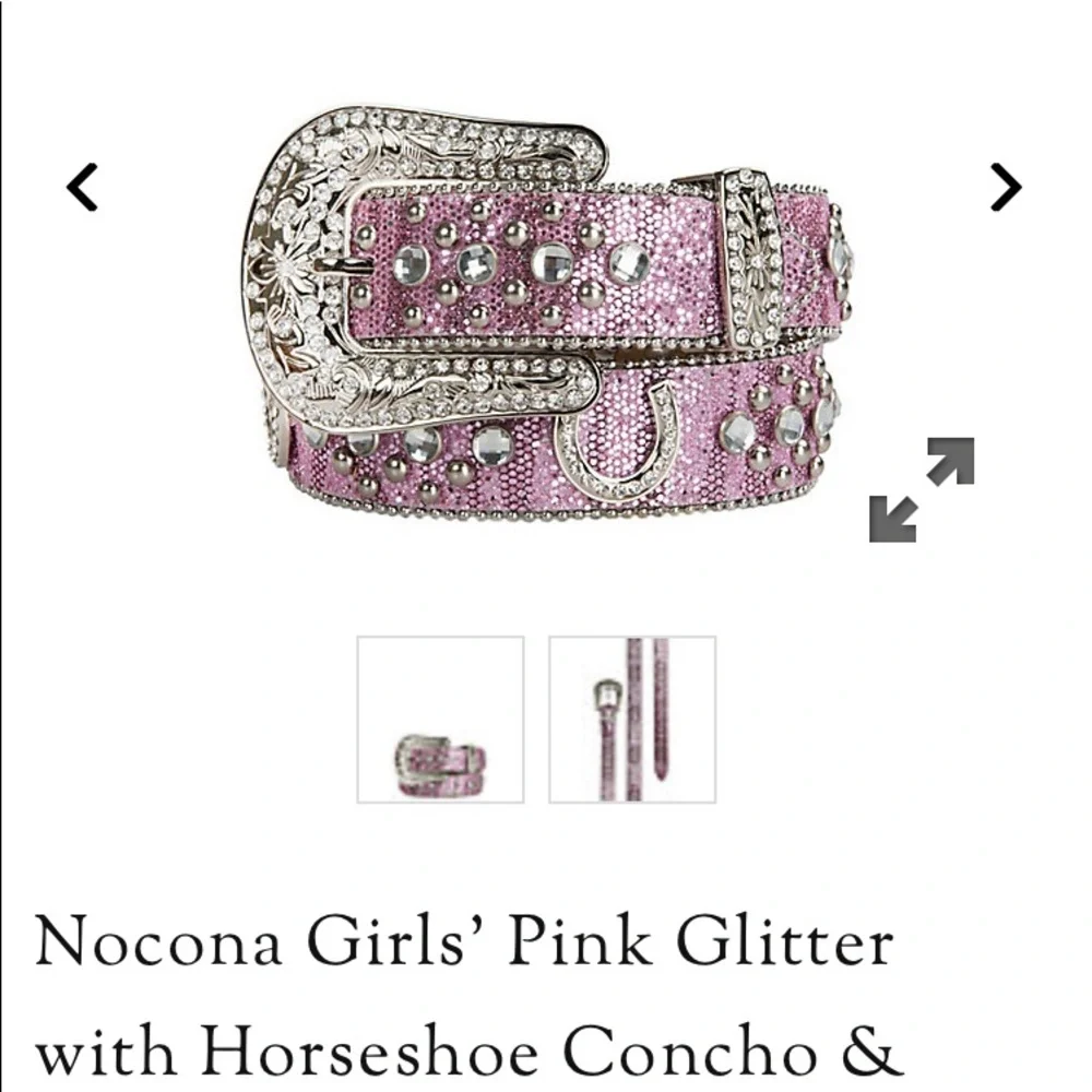 Nocona Pink Glitter w Horseshoe & Rhinestones Belt